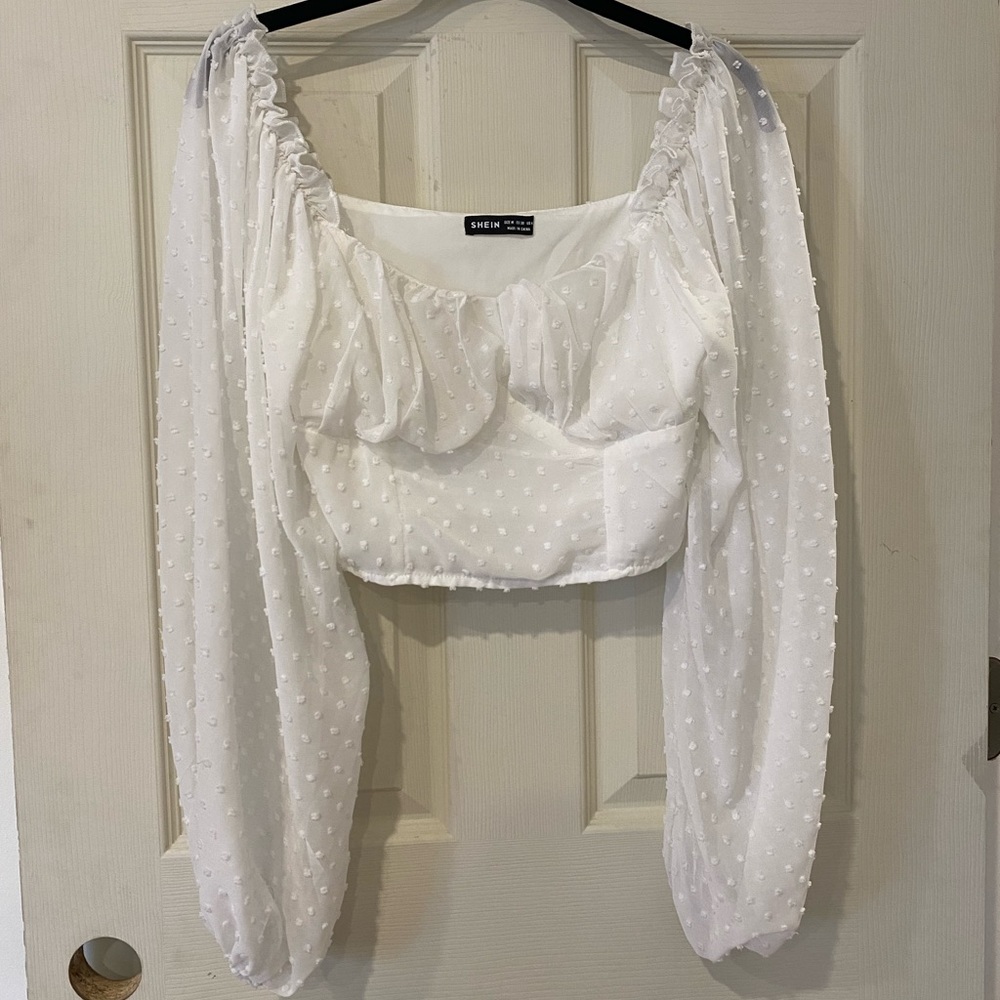 SHEIN white crop blouse
